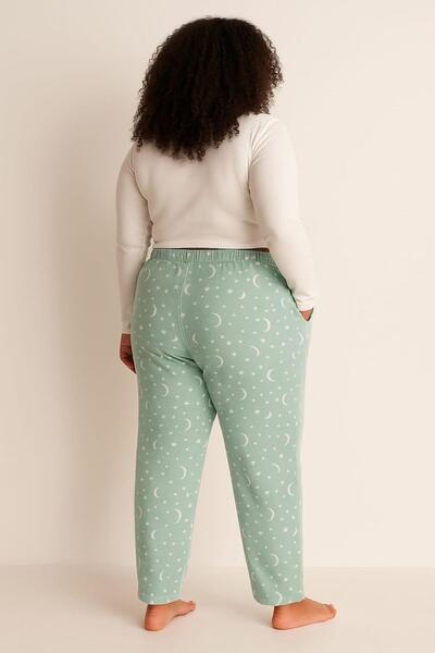 Pemilo Women's Plus Size 401 Pocketed Fleece Single Bottom Green