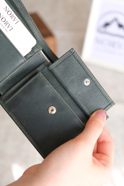 Norvi Leather Genuine Leather Hidden Zipper Men's Wallet Card Holder