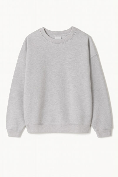 Disante سترة نسائية فضفاضة - ياقة دائرية، صوف ثلاثي الخيوط (رمادي)