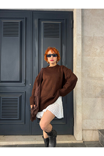 Bak'ap Premium Crew Neck Basic Oversize Knitwear Sweater