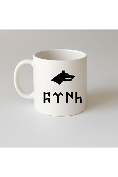 MODA كوب بورسلين هدية مطبوع عليه الذئب البني التركي