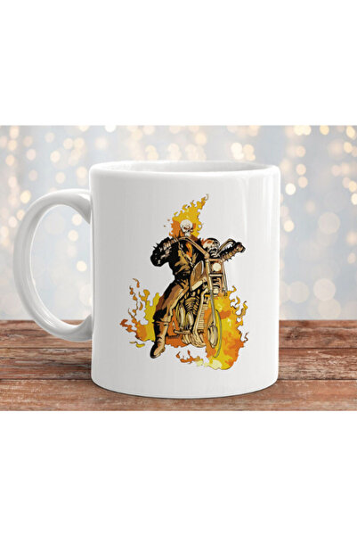 MODA كوب بورسلين مطبوع بتصميم راكب الدراجة النارية