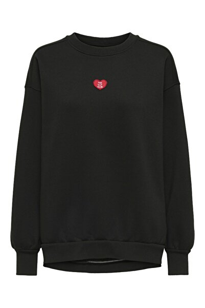 ONLY Hanorac Onlevisa L/s negru pentru femei, cu decolteu O, supradimensionat, 15358294-Negru
