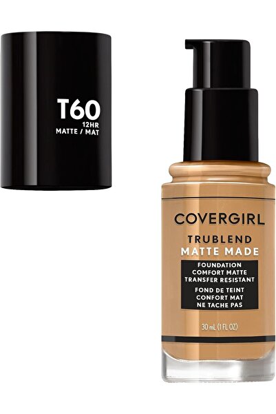 covergirl TruBlend Matte Made Liquid Foundation, T60 Warm Sun, 1 fl oz – Full Coverage, Oil-Free