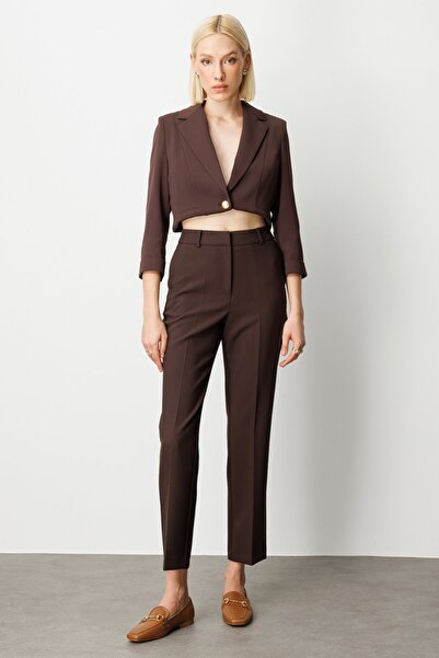 Ekol Панталони с странични джобове и подгънати крачоли 5015-26k Кафе