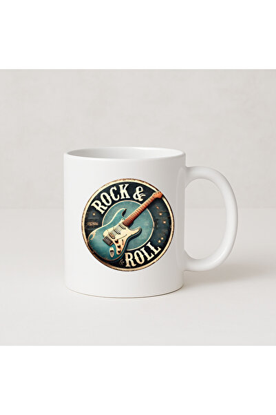 MODA كوب بورسلين هدية مطبوع عليه روك أند رول