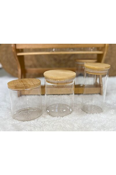 VESTA Concept طقم توابل زجاجي مع غطاء من الخيزران وحامل - مجموعة من 7 قطع