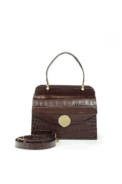 ANNA FELLINI Geanta dama piele, ANNA FELLINI, Felicia, croco maro, 26 x 12 x ...