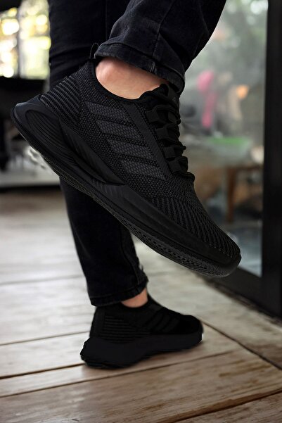 SİHİRLİ AYAKKABI +7 Cm Boy Uzatan Gizli Topuk Siyah Boost Desenli Erkek Spor Ayakkabı