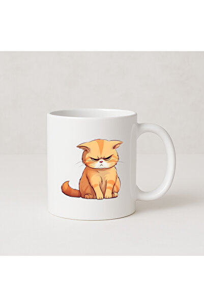 MODA كوب بورسلين هدية مطبوع عليه قطة حزينة