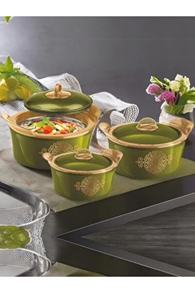 Rashi Gold Star Premium Insulated Casserole Set of 3 Pieces-1200ml,2000ml, and 3000ml, Green