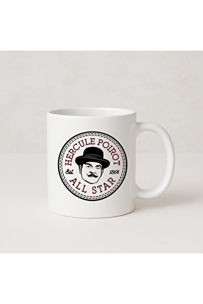 MODA كوب بورسلين هدية مطبوع عليه أجاثا كريستي هيركيول بوارو