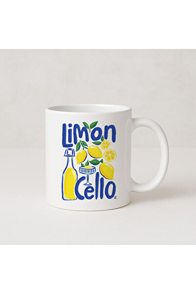 MODA كوب بورسلين هدية مطبوع عليه ليمون تشيلو
