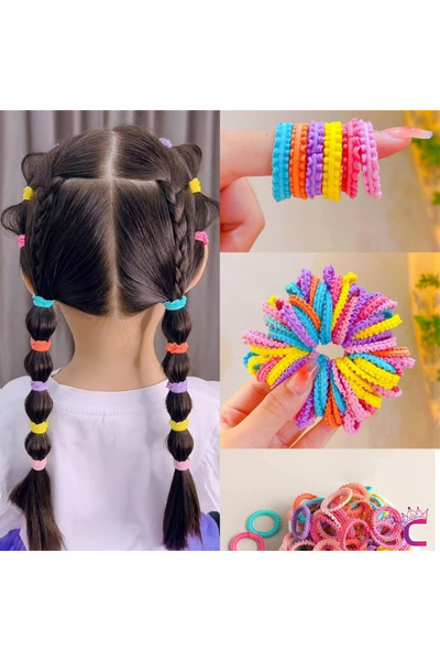 Cinderella Set de 100 de agrafe pentru coadă de cal, elastice, moi, colorate ...