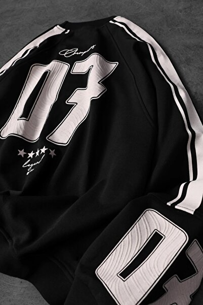 Slatra Чоловічий чорний 07 Champions принтований оверсайз-светр