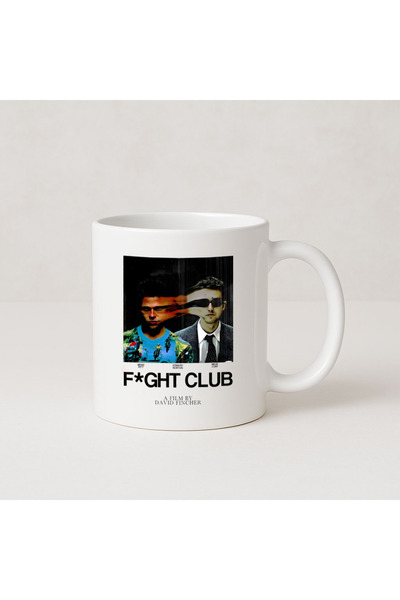 MODA كوب هدية من البورسلين مطبوع عليه Fight Club Fight Club