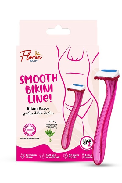 Floren Bikini Razor 2pk | Aloe Vera & Vitamin E | Gentle Hair Removal