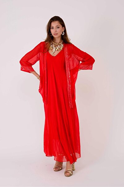 Park Moda 65446 Sequin-Detail Transparent Silk Jacket