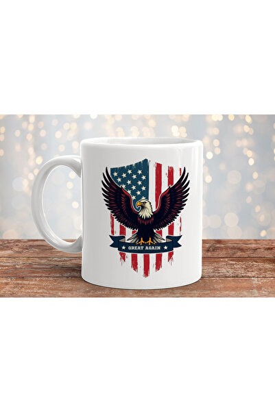 MODA أمريكا الولايات المتحدة الأمريكية العلم النسر مطبوعة هدية كوب بورسلين