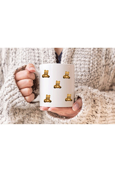 MODA كوب بورسلين هدية مطبوع على طراز Pinterest مع دمية دب