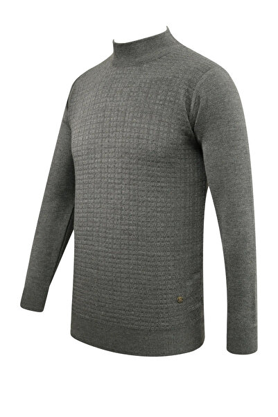Çizgi Triko Ανδρικό πουλόβερ μισό πλεκτό με σχέδιο από ατσάλι, κλασικό σχέδιο