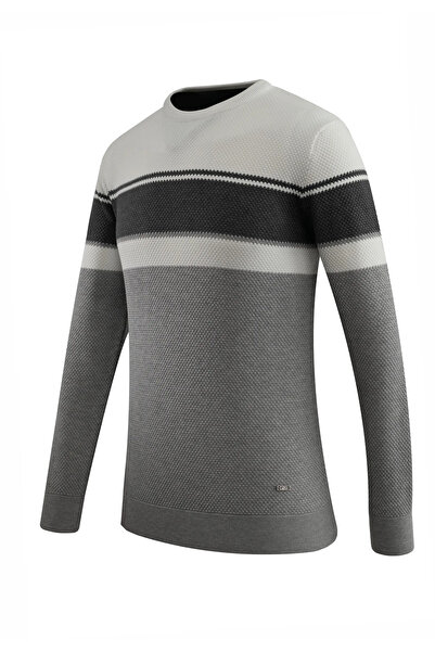 Çizgi Triko Чоловічий светр з круглим вирізом, трикотаж, візерунок «стільники», класичний крій