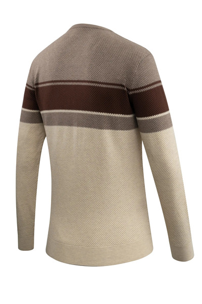 Çizgi Triko Men's Crew Neck Sweater Knitwear Honeycomb Knit Patterned Classic Fit