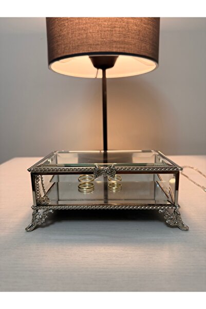 THE LİNSE Dekoratif Safir Cam Aynalı Söz Nişan Takı Çikolata Kutusu