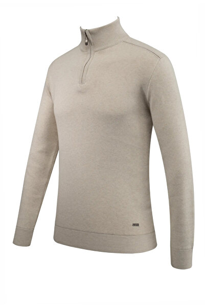 Çizgi Triko Ανδρικό πουλόβερ με φερμουάρ, μονόχρωμο, κλασικό κομμένο
