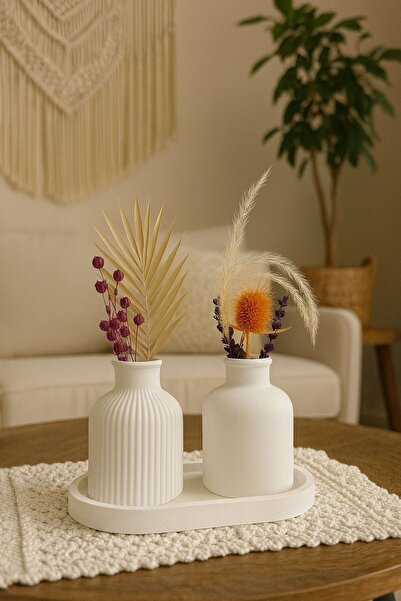LİZA HOME DECORATION 3’lü Mini Dekoratif Vazo Seti – El Yapımı