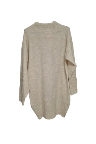 First Angels ​ Women's Ecru Oversized Crew Neck Soft Textured Knitted Sweater