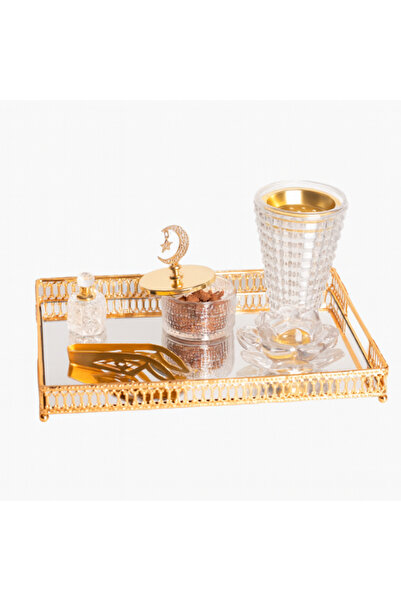 package home Luxury Crystal Incense Burner and Bakhoor Set with Ornate Box and Serving Tray