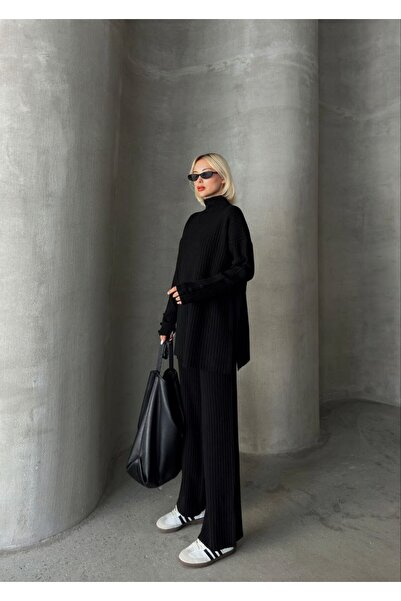 MY QILAM Γυναικείο Σετ Μαντίλι Χιτζάμπ Κορυφαίο και Κάτω Μέρος Πλεκτό Σετ με Κορδόνια Κορυφαίο γιακά Μανίκια με Λεπτομέρεια με Κουμπιά Πλεκτό Σετ Camel