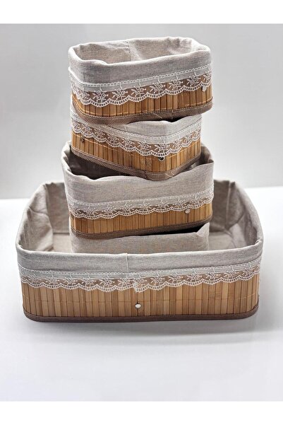 atölye +1 Hasır Sepet/Çoklu Çok Amaçlı Sepet/Beşli Hasır Sepet/Bambu Sepet