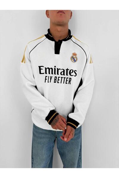 KUN SPORTSWEAR Premium Collar Retro Pattern Sweatshirt Oversize Unisex