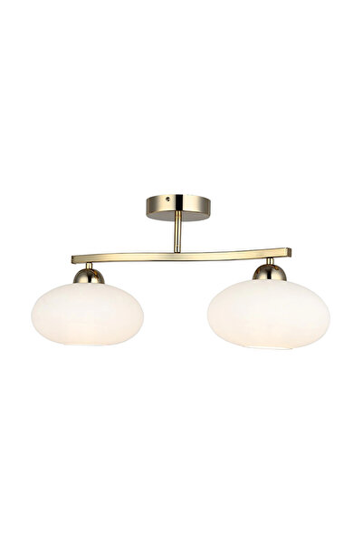 NZL Lighting Tempa 2'li Altın Plafonyer Camlı Plafonyer ve Sarkıt Avize
