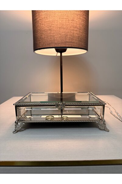 THE LİNSE Dekoratif Safir Cam Aynalı Söz Nişan Takı Çikolata Kutusu