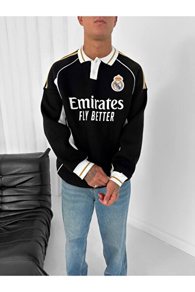 KUN SPORTSWEAR PREMİIUM YAKA RETRO DESEN SWEATSHİRT OVERSİZE UNİSEX