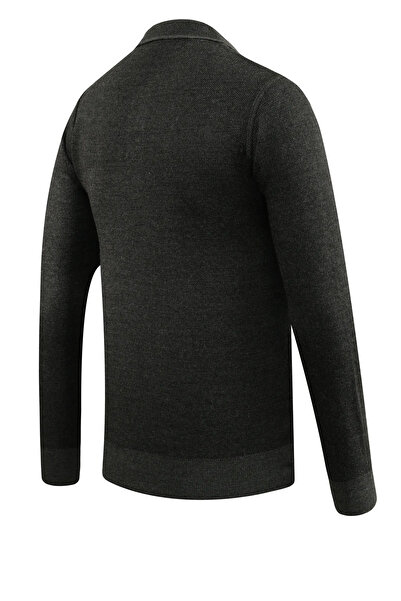 Çizgi Triko Ανδρικό πουλόβερ με λαιμόκοψη πόλο με μοτίβο από ατσάλινο πλέγμα κλασικής εφαρμογής