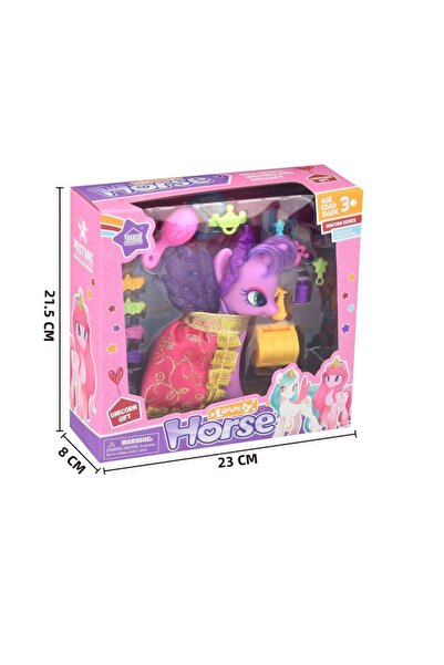 4İ Oyuncak Pony Aksesuarlı Saçlı Pelerinli Oyuncak Unicorn - Pembe