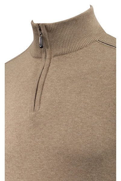 Çizgi Triko Ανδρικό πουλόβερ με φερμουάρ, μονόχρωμο, κλασικό κομμένο