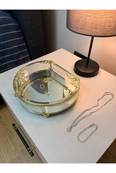 THE LİNSE Dekoratif Safir Cam Aynalı Söz Nişan Takı Çikolata Kutusu