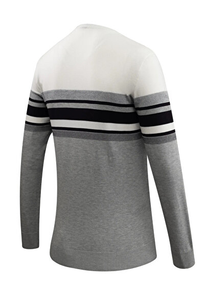 Çizgi Triko Ανδρικό πλεκτό πουλόβερ με λαιμόκοψη σε κλασικό σχέδιο με πολύχρωμες ρίγες