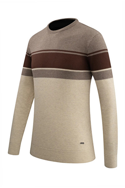 Çizgi Triko Чоловічий светр з круглим вирізом, трикотаж, візерунок «стільники», класичний крій