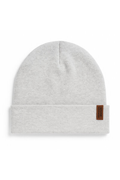 Butik Gri Pamuklu Erkek Kışlık Bere Katlamalı Model