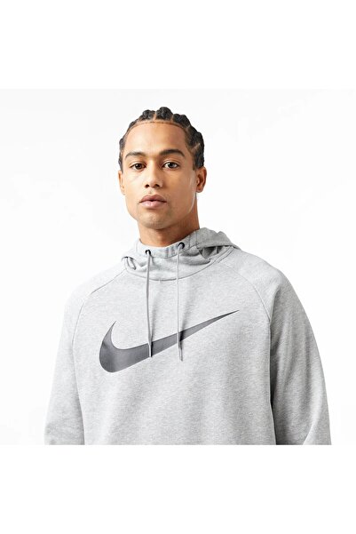 Nike Чоловіча сіра толстовка з капюшоном Dri-Fit Swoosh