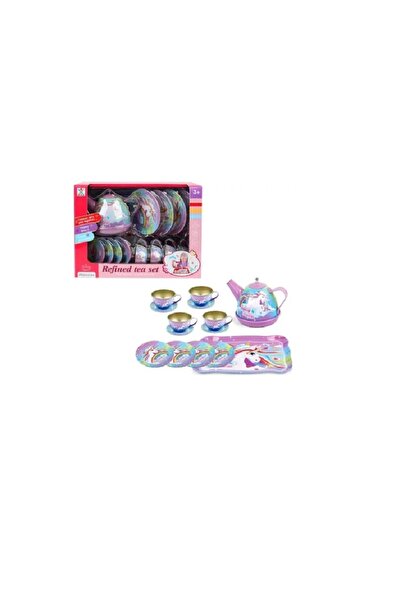 4İ Oyuncak طقم شاي معدني على شكل وحيد القرن مكون من 15 قطعة على شكل حصان صغير