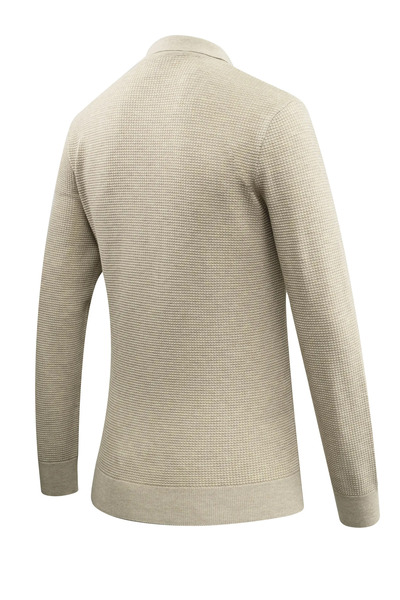 Çizgi Triko Ανδρικό πλεκτό πουλόβερ με φερμουάρ με λαιμόκοψη πόλο με ανάγλυφο πλέγμα μονόχρωμο κλασικό κορμάκι