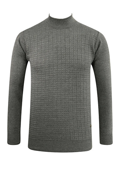 Çizgi Triko Ανδρικό πουλόβερ μισό πλεκτό με σχέδιο από ατσάλι, κλασικό σχέδιο