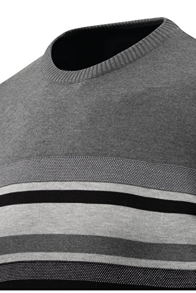 Çizgi Triko Ανδρικό πλεκτό πουλόβερ με λαιμόκοψη σε κλασικό σχέδιο με πολύχρωμες ρίγες